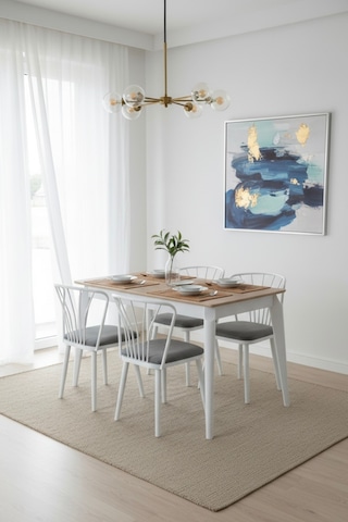 Dfy102 Mdf Yemek Masası Modern Mutfak Masası 4-6 Kişilik Dekoratif Salon, Yemek Odası, Mutfak Masası Koyu Ceviz-beyaz