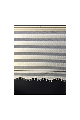 Sim Detaylı Boncuklu Osmanlı Desen Zebra Stor Perde Krem Renktir Krem - 97205366 Krem