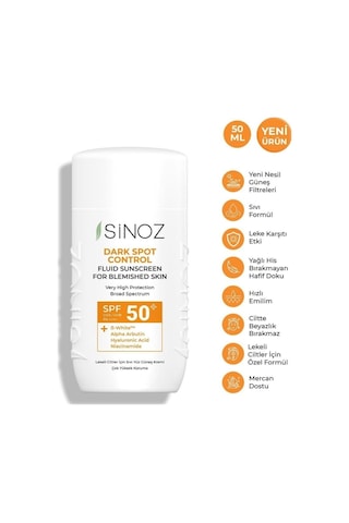 Sinoz Spf 50 Leke Karşıtı Aydınlatıcı Etkili Yüz Güneş Kremi 50ml