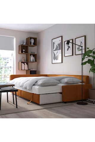 Ikea Kahverengi Lüks Kanepe - Bazalı Yataklı Köşe Kanepe