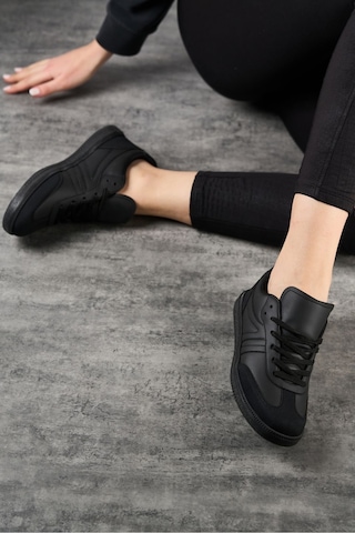Siyah Ortopedik Günlük Kadın Sneaker Ayakkabı-254 Siyah