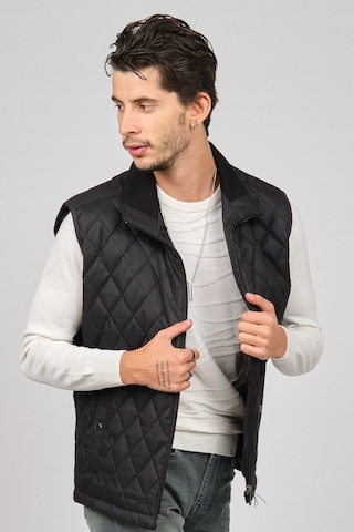 Daynax Erkek Cep Detaylı Baklava Desenli Yelek 492700 Siyah Siyah