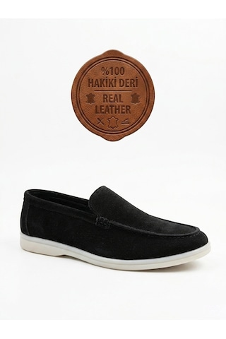 Boa Ba0252 %100 İçi Dışı Hakiki Deri Erkek Siyah Süet Casual Loafer Termo Taban Ayakkabı