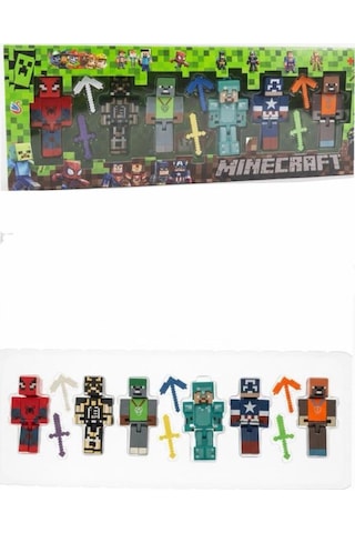 Spidermanli Minecraft 6 Karakter 6 Aksesuar 12 Parça Çocuk Figür Oyun Seti
