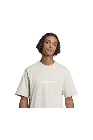 Adidas Essentials Linear Sj Erkek Ekru Bisiklet Yaka Tişört Ekru