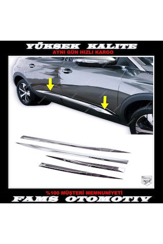 Peugeot 3008 Krom Yan Kapı Çıtası 4 Kapı 2016 ve Üzeri