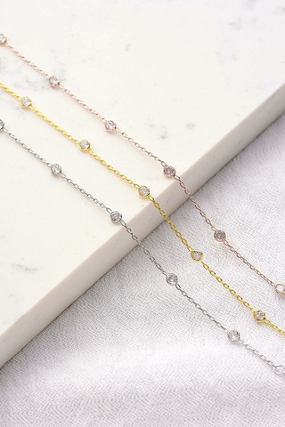 Queen Silver Jewelry 925 Ayar Gümüş, Sılver Renk Zirkon Taşlı Bel Zinciri - Silver Silver Gümüş