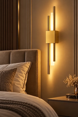 Premıum Modern Gold Çift Borulu Led Aplik 50 Cm Dekoratif Duvar Aydınlatması