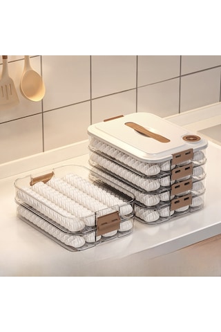 Gajeena Ev Kullanıma Yemek Dereceli Çift Katlı Kapaklı Manti Muhafaza Kutusu - Dondurucuya Uygun, Taze Tutucu, Multifonksiyonel Donukluk Kutusu Beyaz Diğer