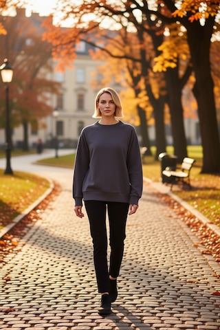 Benerly Kadın Bisiklet Yaka Reglan Kol Relaxed Kalıp Örme Sweatshirt Fonk Antrasit