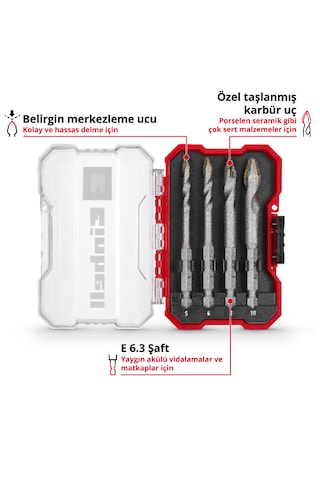 Einhell XS-CASE 4 Parça Seramik Ucu Seti - 49051404