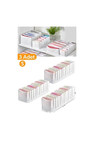 Serstil 3 Adet - Small 11 Gözlü Çekmece Içi Düzenleyici Organizer 12 X 40 X 12 beyaz