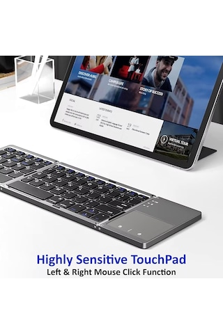 Touchpad Fare İle Sony D6653 İle Uyumlu İnce Katlanabilir Kablosuz Klavye, 48h Kullanım