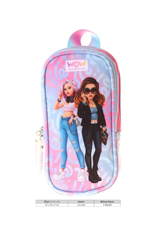 Wow Generation Kız Çocuk Wonderful Baskılı Pembe - Turkuaz İlkokul Kalem Çantası - Okul Kalemliği - W6071