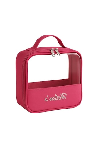 Şeffaf Seyahat Makyaj Çantası, Pembe Renkli, Pratik Kullanım