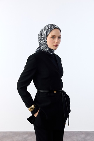 Mirsoy Scarf Lavin Desen Eşarp Siyah