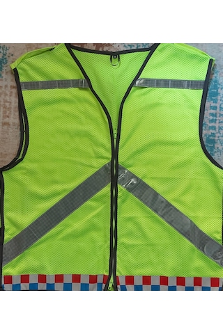 İŞ GÜVENLİK YELEĞİ REFLEKTÖRLÜ FOSFORLU FİLE KUMAŞ YELEK NEON SARI