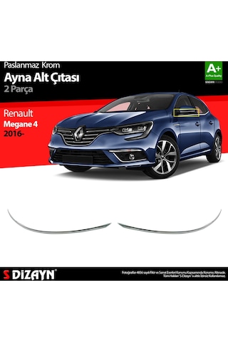 S-Dizayn Renault Megane Uyumlu 4 Krom Ayna Alt Çıtası 2 Parça 2016 Üzeri