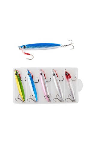 Yaozixa 5 Adet 40g Uzun Menli Kurşun Uçlu Renkli Yaban Balığı Yemi Seti - Akustik Simülasyon, Derin Su Derinlikleri İçin Dayanıklı Karbon Çelik İğneli Yemler