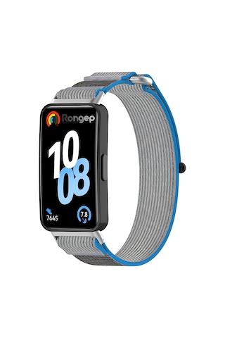 Rongep Huawei Band 10-9-8 İle Uyumlu Hook Loop Kumaş Kordon Yumuşak Ve Konforlu Huawei Band 8 Kordon Terletmeyen Nefes Alabilir Yapılı Cırt Cırt Tasarımlı Huawei Band 10 Kordonu Gri-mavi Sku: Smg