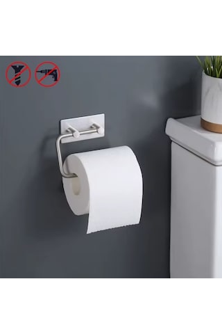 Tuvalet Kağıtlığı Yapışkanlı Çift Çubuklu Paslanmaz Çelik Krom Rengi Krom