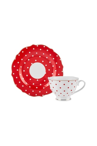 Karaca New Romantic Puantiyeli Çay Fincanı 220 ml Kırmızı