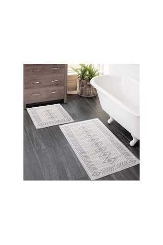 2 Li Bukle Banyo Takımı Banyo Tekstili/modern/doğal/sade/şık Kaymaz Taban -1066 Gri