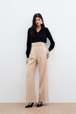 Sateen Bel Detaylı Pantolon - Bej
