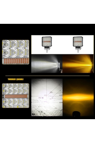 Off Road Çakarlı Drl Gündüz Led Kare Çalışma Lambası Ve Sis Farı
