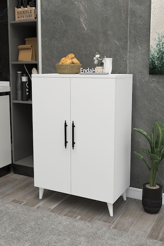 Pegasus 3 Raflı 2 Kapaklı Çok Amaçlı Dolap Mutfak Banyo Balkon Erzak Killer Dolabı - Beyaz