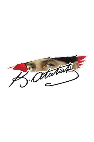 Mustafa Kemal Atatürk 20x8 Cm Araba Karavan Renkli Baskı Baskes Sticker Bsks29