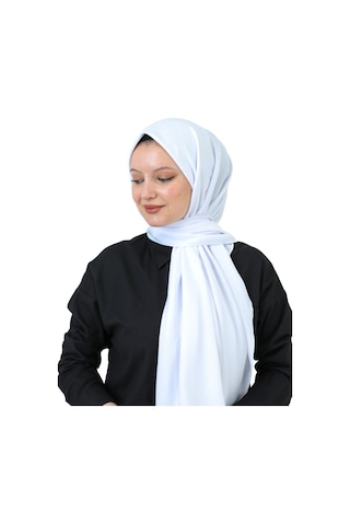 Şal Zarif Başörtüsü Eşarp Tesettür Giyim Uzun Abiyelik Beyaz