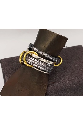 925 Ayar Çoklu Tarz Gümüş Yüzük Çok Renkli