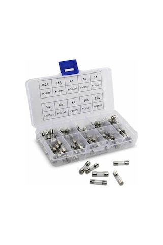 Cam Tüp Sigorta Seti 100 Parça 0.2a 0.3a 1a 2a 3a 5a 8a 10a 15a 20a Yüksek Voltaj Aşırı Akım Kısa D