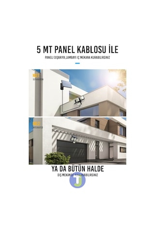 Technojet Güneş Enerjili Kumandalı Hareket Sensörlü Solar Bahçe Aydınlatma Ve Sokak Lambası 198 Led