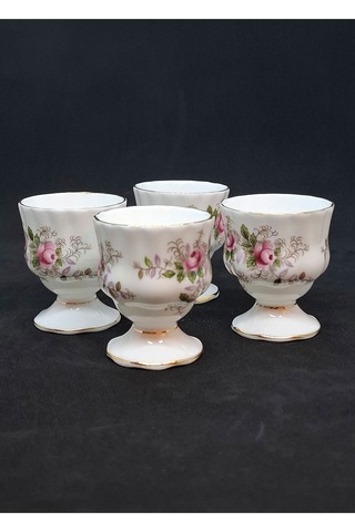 Lavender Rose Bone China Antika Yumurtalık 7.5x5 Cm 4 Adet Beyaz
