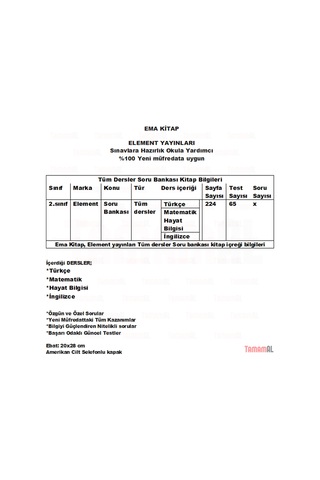 2.Sınıf Tüm Dersler Soru Bankası Matematik Türkçe Hayat Bilgisi