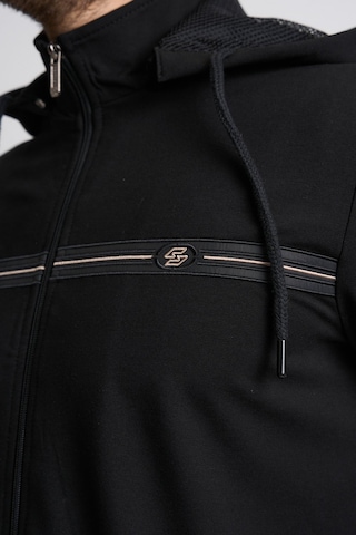 Shooter Sportswear Klasik Antrasit Erkek Eşofman Takımı Çıkartılabilir Kapüşonlu Rahat Kalıp Siyah