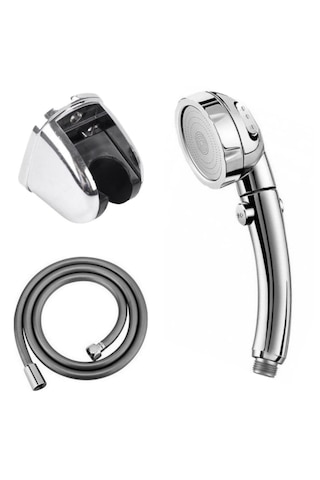 Su Tasarruf 3 Fonksiyon Banyo Duş Başlığı Silikon Hortum Mafsal Krom