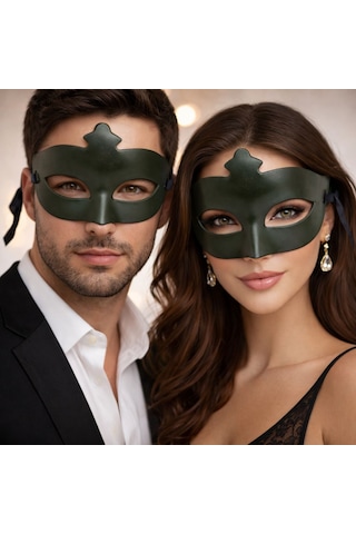 Haki Yeşil Gizemli Masquerade Maskesi Yetişkin