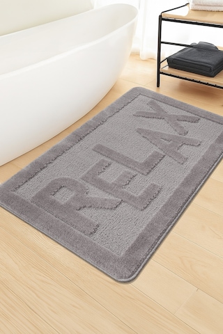 Doğal Kaymaz Taban Banyo Paspas Uzun Ömürlü Yumuşak Dokulu Su Emici Yıkanabilir Relax 60x100 Gri