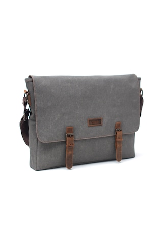 Gillario Design 03 Kanvas-deri Gri 15.6 Inch Laptop Çantası Beyazlamis-1 Gri
