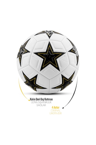 3lü Set Futbol Topu Tekmelik Şampiyonlar Ligi Pompalı Sert Zemin Halı Saha Futbol Topu New Black No5 Açık Kahverengi