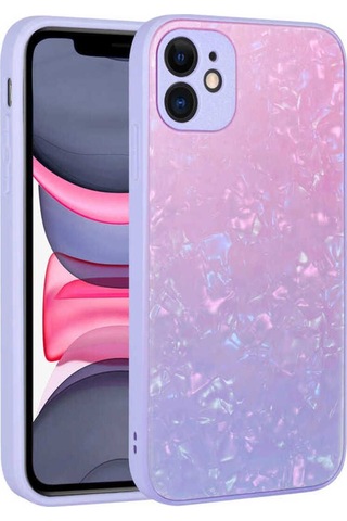Apple Uyumlu iPhone 11 Kılıf Renk Geçişli Mermer Desenli Sert Silikon Zore Granit Kapak NO3