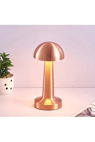 Mantar Dokunmatik Şarjlı Masa Lambası Rose Renk 23 Cm Bronz