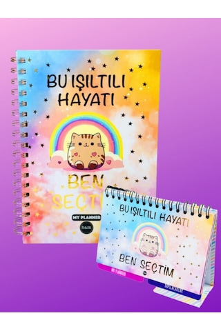 Bu Işıltılı Hayatı Ben Seçtim Tasarımlı Kırtasiye Seti Masaüstü Planlayıcı Ve Konuşan Ajanda