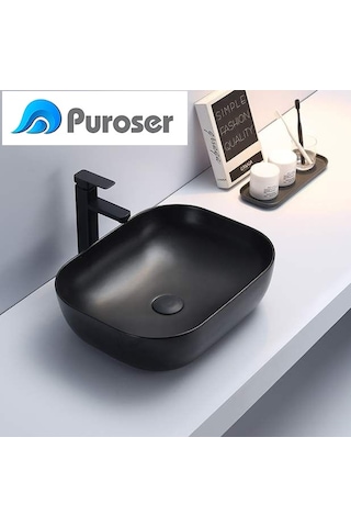 Puroser Palazzo Siyah Tezgah Üstü Çanak Lavabo