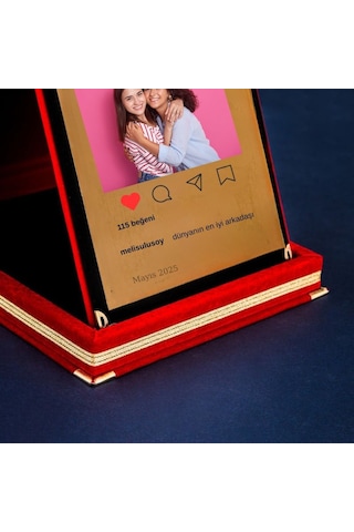 Arkadaşlara Özel Sosyal Medya Tasarımlı Fotoğraflı Hediye Plaket