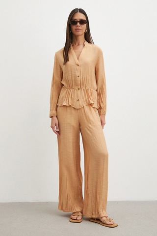 Uterpe Crinkle Wide Leg Pantolon Hardal