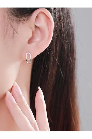 Brezza Lusso Jewelry Timeless Series Sonsuz Bağ Oval Kadın Gümüş Küpe Gümüş